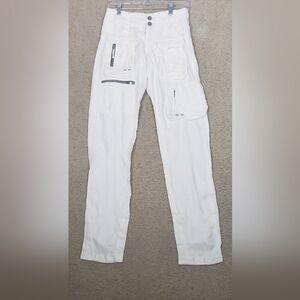 Johnny Was Pete & Greta Marika Cargo Pants Button Zipper Front ‎ White Y2K